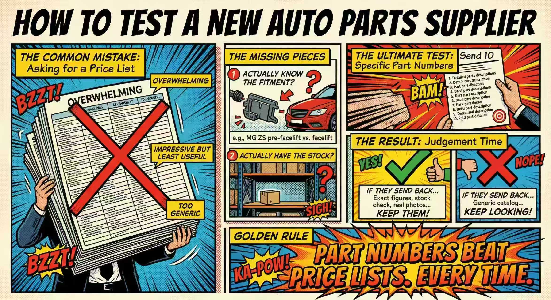 How to test a new auto parts supplier
